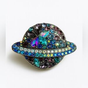 ⚜️❤️‍🔥 Cosmic Vibe 💫 Multicolor Crystal Planet Brooch 💎